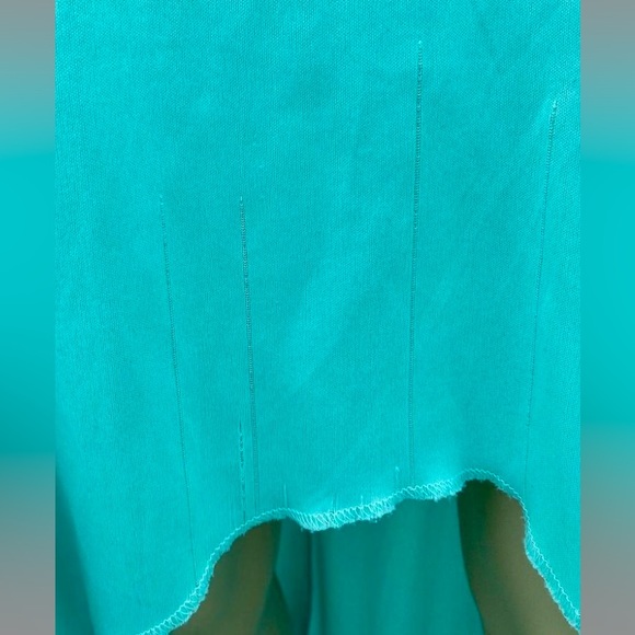 Y2K Turquoise Mermaidcore Glittery Ruffle Prom Dress - Picture 6 of 8